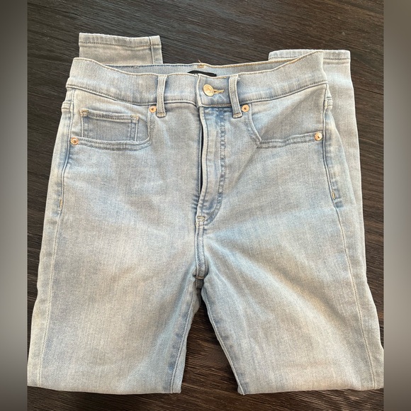 Express Blue Skinny Jeans with Distressed Texture high rise - Picture 1 of 5